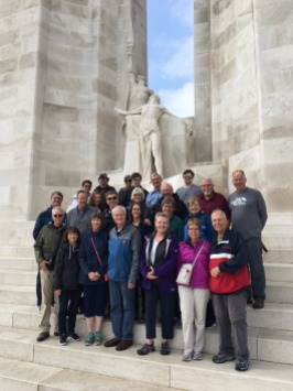 Our 2019 group at the Canadian National WWI Memorial in Vimy, France
